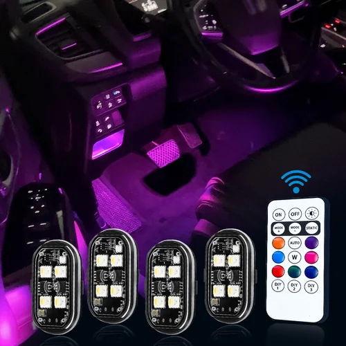 Luces decorativas estroboscópicas LED recargables inalámbricas de 4/8 Uds., luz de advertencia intermitente para coche LED anticolisión impermeable USB de 8 colores