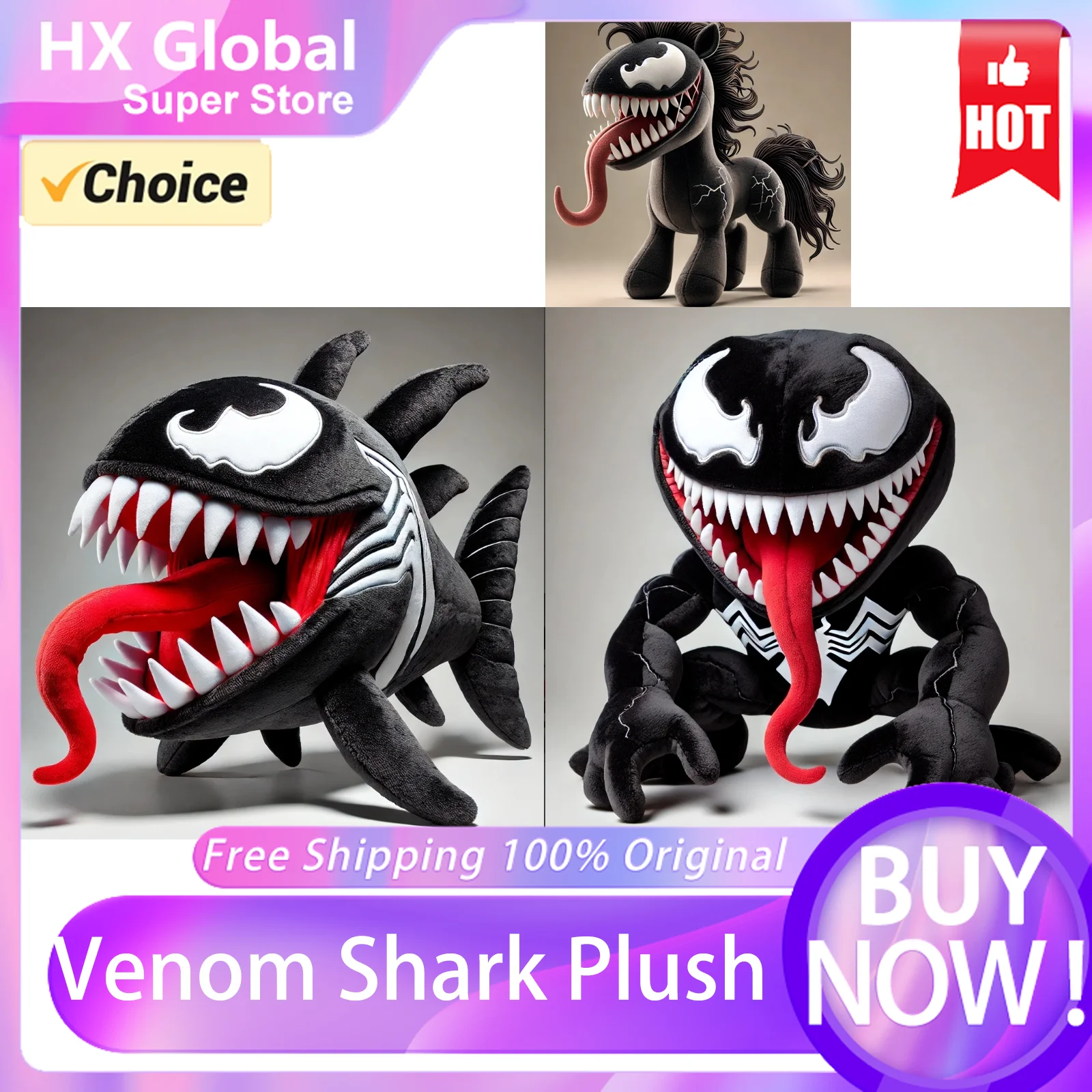 Disney Avengers Venom Shark Toys Soft Animals Cartoon Action Figure Model Doll Birthday Gifts For Children  Christmas Collection