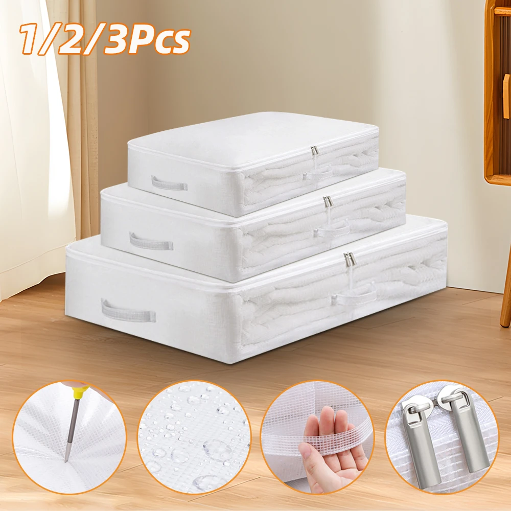 PVC Quilt Clothes Storage Bag Clear Zippered Blanket Under Bed Storage Bags Moisture Proof Dust-proof Storage Box Organizer