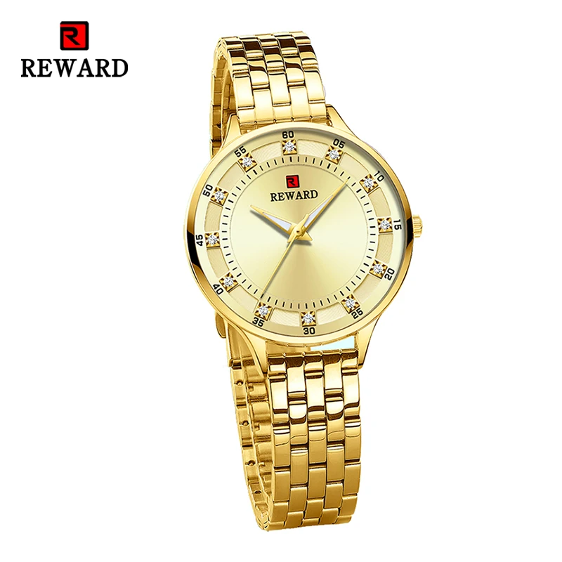 REWARD Fashion Women Watch Luxury Waterproof Quartz Wristwatches Timepiece Stainless Steel Wrist Watches for Women