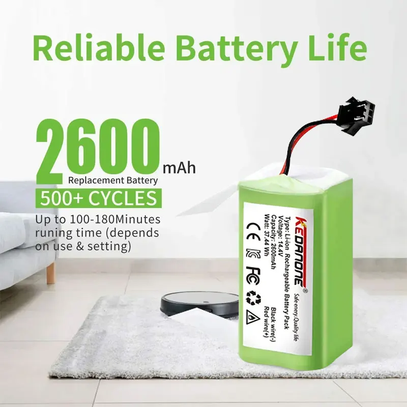 

14.4V 3500mAh 1090 cecotec Battery for ILIFE A4 A4s V7 A6 V7s Plus Robot Vacuum Cleaner ILife INR18650 M26-4S1P Full Capacity