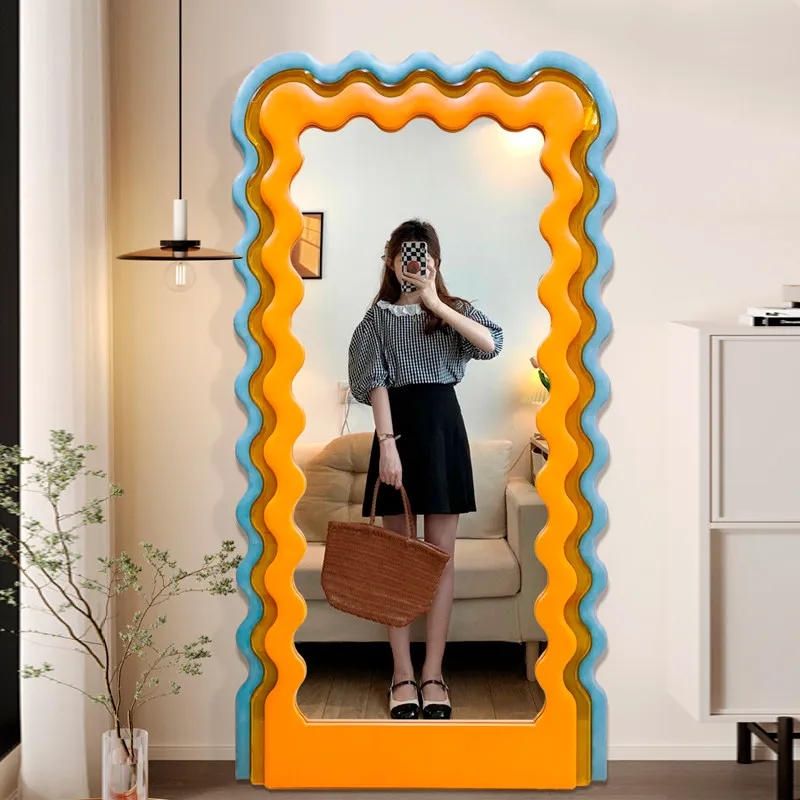Wavy Funky Decorative Mirrors Modern Items Full Body Aesthetic Standing Girls Mirror Nordic Irregular Spiegels Home Products