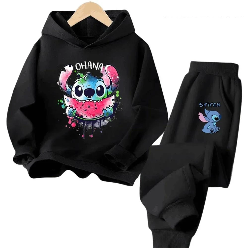 Children\'s Kawaii Stitch Children\'s Trucksuit Clothing 3-14 Years Old Boys and Girls Clothing Street Casual Sports Sweatshirt