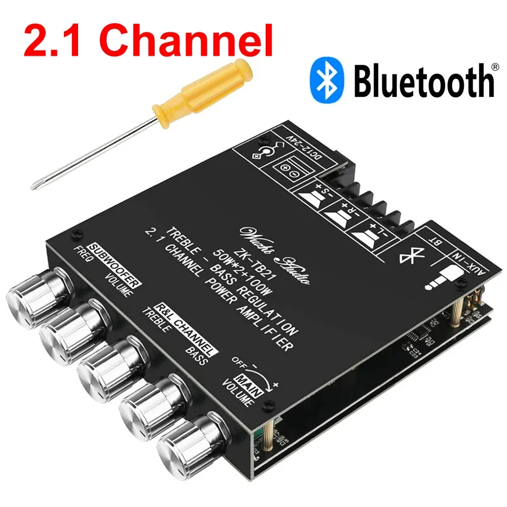 

TPA3116D2 ZK-TB21 Amplifier Board Bluetooth 5.0 HIFI Stereo Audio Amplifiers Channel 2.1 Subwoofer Amplifier Board 50Wx2+100W