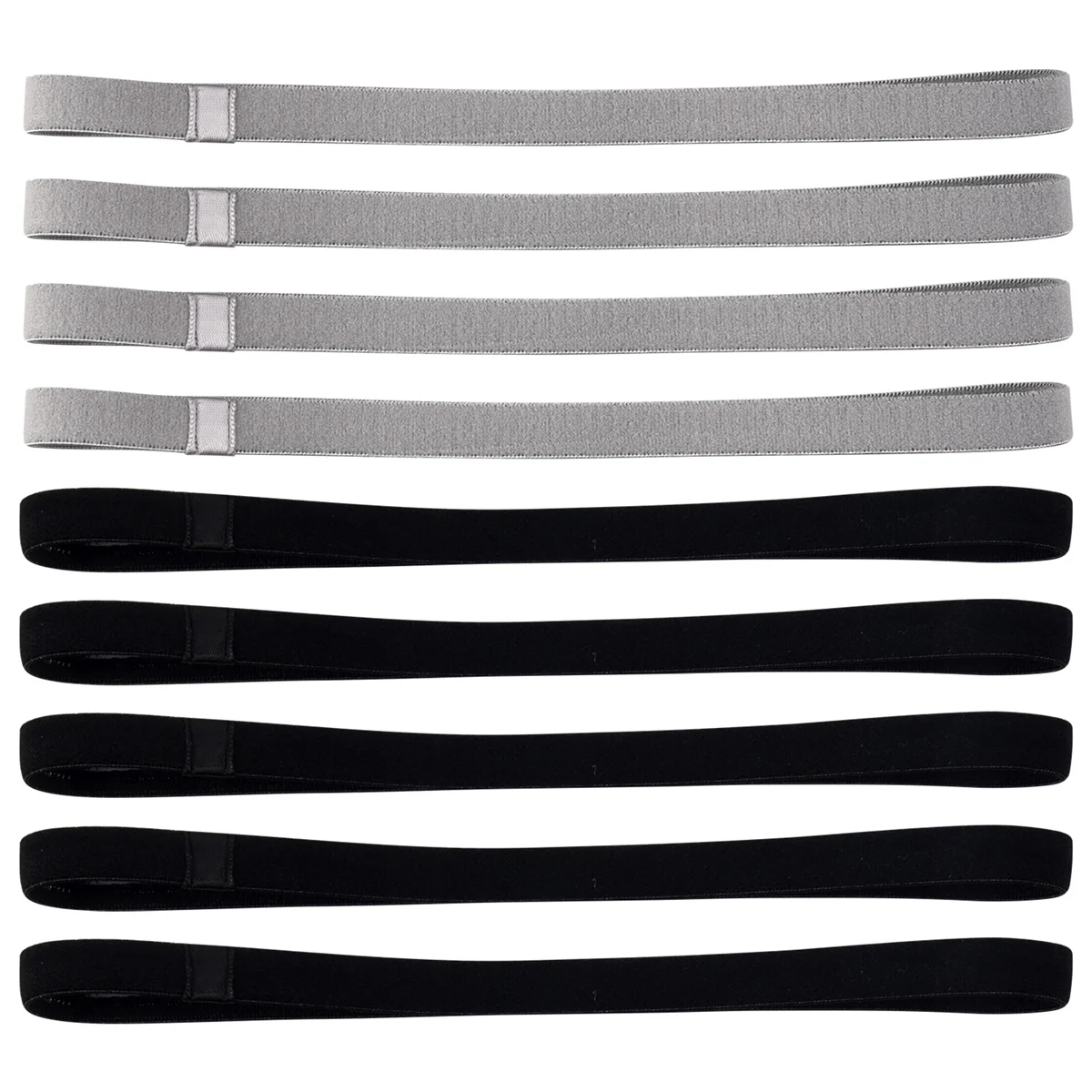 SLQZT 9 Pcs Thick Non-Slip Elastic Sport Headbands Hair Headbands,Exercise Hair and Sweatbands for Women and Men(Black, Grey)