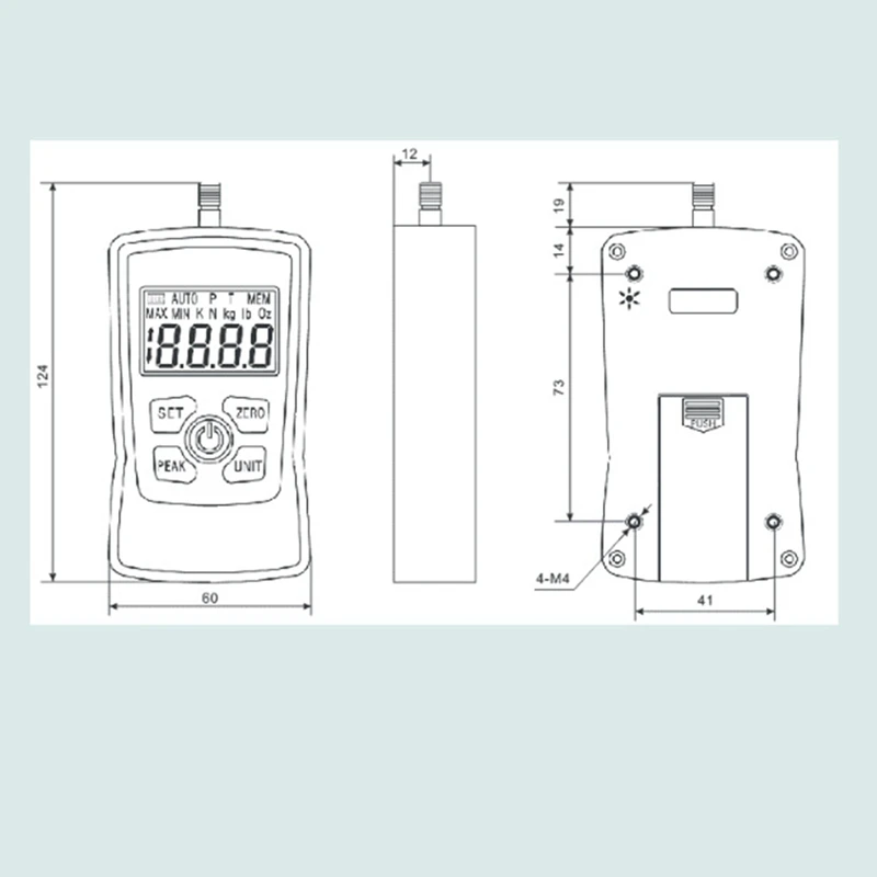 Small Digital Push Pull Force Gauge Portable Dynamometer Gauge ZMF-2-500N Pull Tester Kilogram Pull Tester