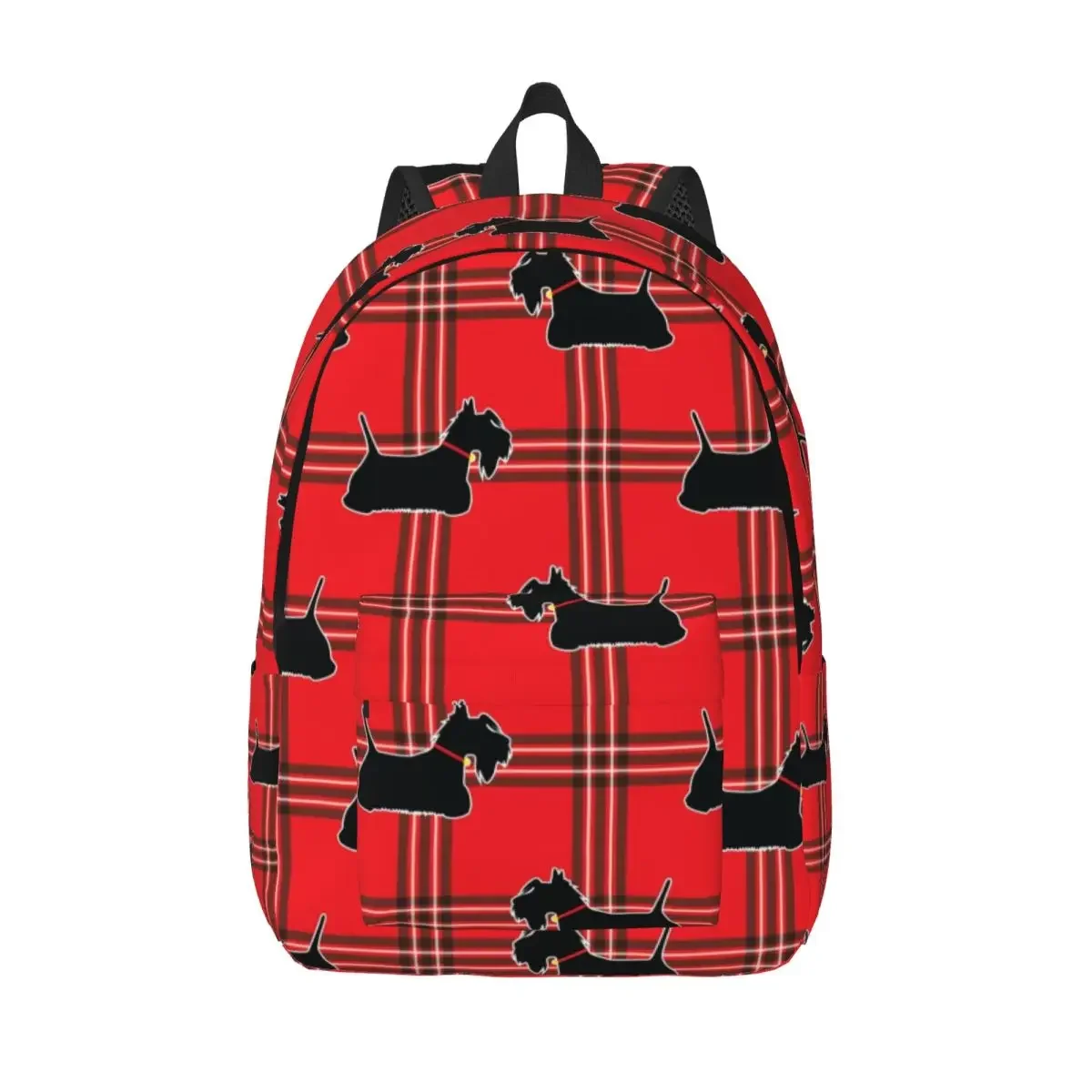 

Personalized Scottie Dogs Canvas Backpack Women Men Basic Bookbag for School College Pet Scottish Dog Bags