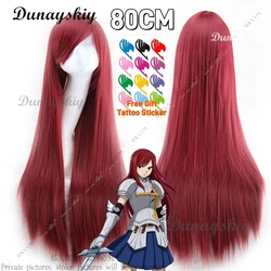 Erza Scarlet Anime FAIRY Cos Wig TAIL Wig Hair Long Straight Red Party Wigs S-class Mage Erza Scarlet Halloween Woman Erza