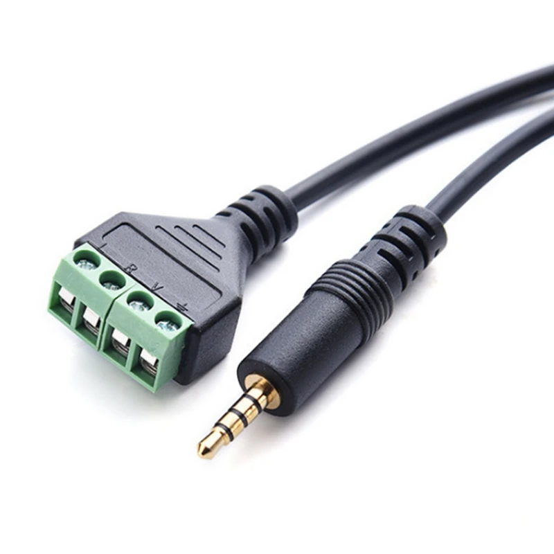 3.5mm Screw Terminal Adapter Speaker Cable 4-Core Stereo TRRS Male Hole to AV 4 Screw Terminal Balun Connector Cable