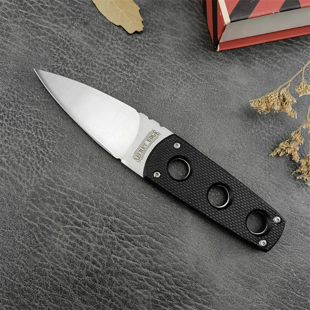 C/S 11SDT Secret Edge Neck Knife 440C Blade Black ABS Plastic Handle Hunting Hiking Survival Everyday Carry Knives for Gift