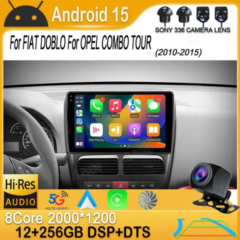 피아트 도블로, 오펠 콤보 투어 2010-2015용 안드로이드 15 카 라디오 GPS 네비게이션 QLED 카플레이 자동차 멀티미디어 스테레오 플레이어 BT