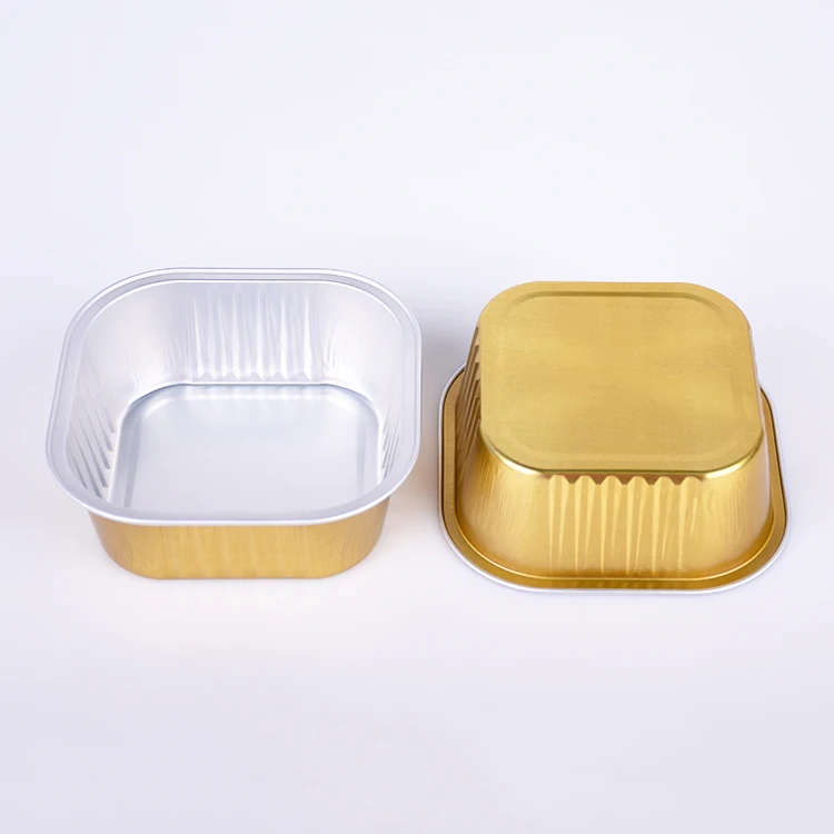 China manufacturer canton fair supplier pet food packaging foil tray red square 300ml aluminium foil fast food containers