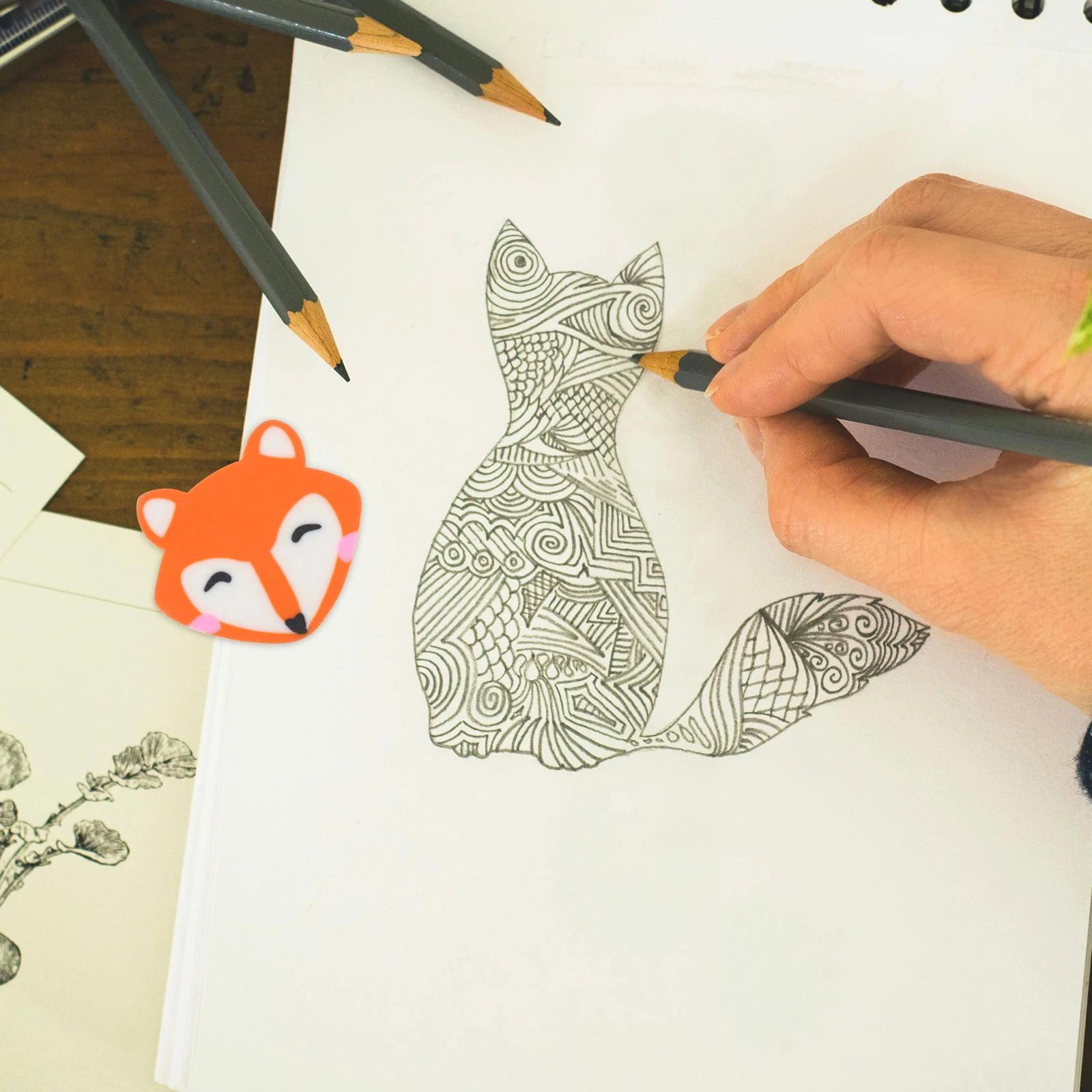 

50 Pcs Fox Shaped Erasers Cute Cartoon Bright Color Student Supplies School Portable Eraser Drafting Supply Gifts