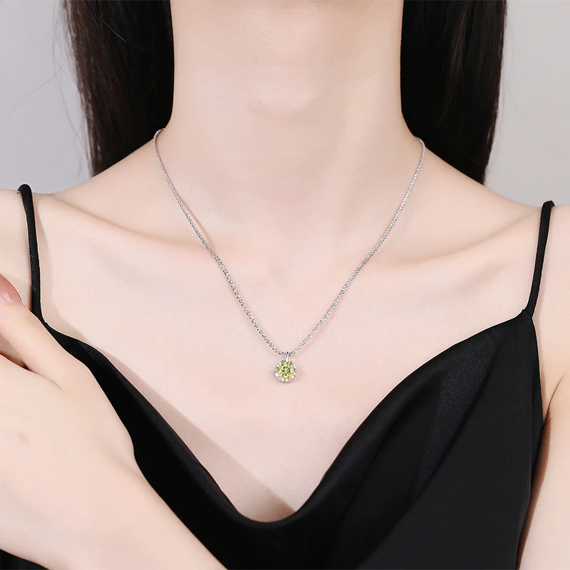 Tezzc 1ct 2ct D Color Moissanite Lab Diamond 925 Sterling Silver Top Quality With White Gold Plated Pendant Necklace Jewelry