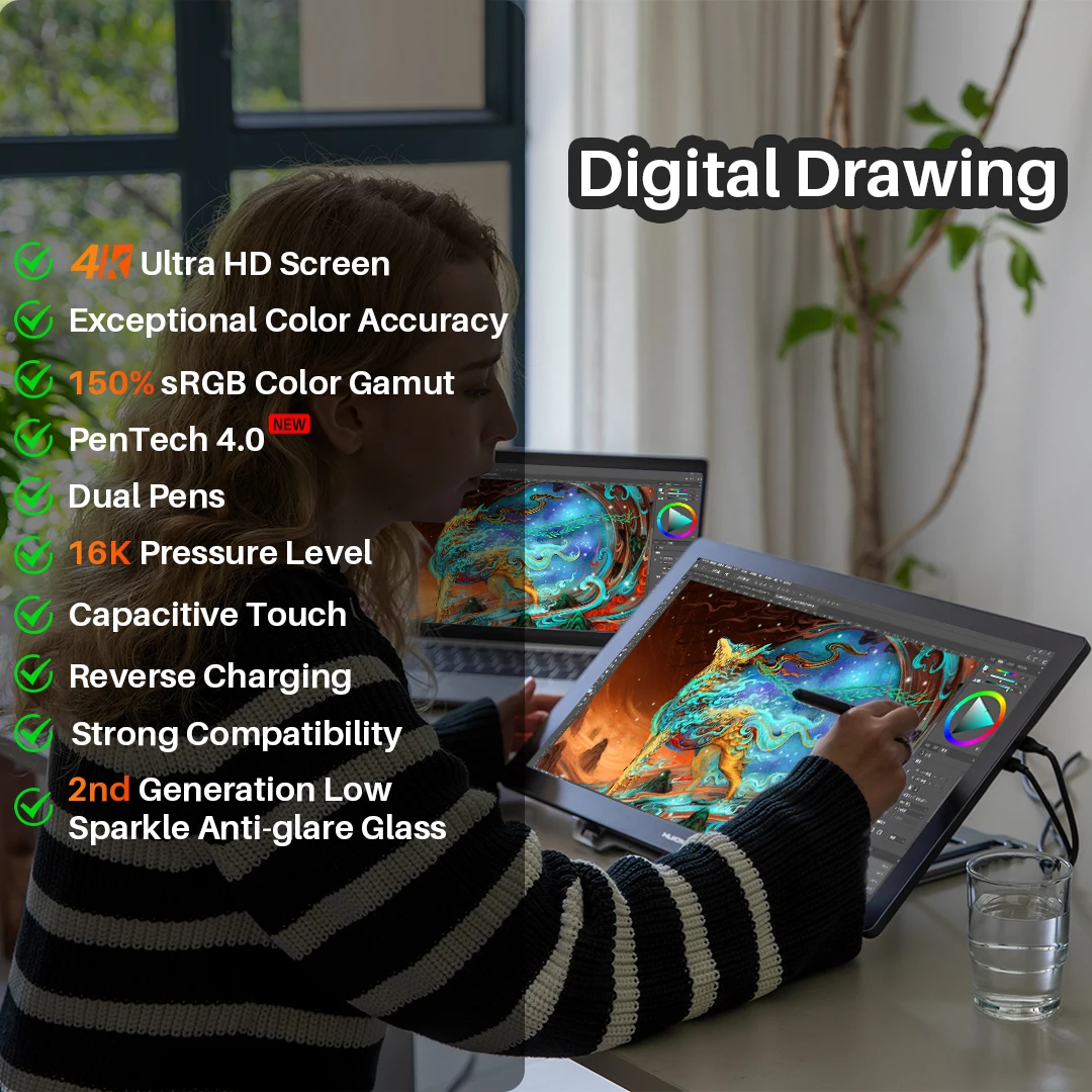 huion 18.4 Inch 4K Portable Professional Design Graphic Drawing Tablet with Screen Digital Pen Tablet Monitor Kamvas Pro 19AR