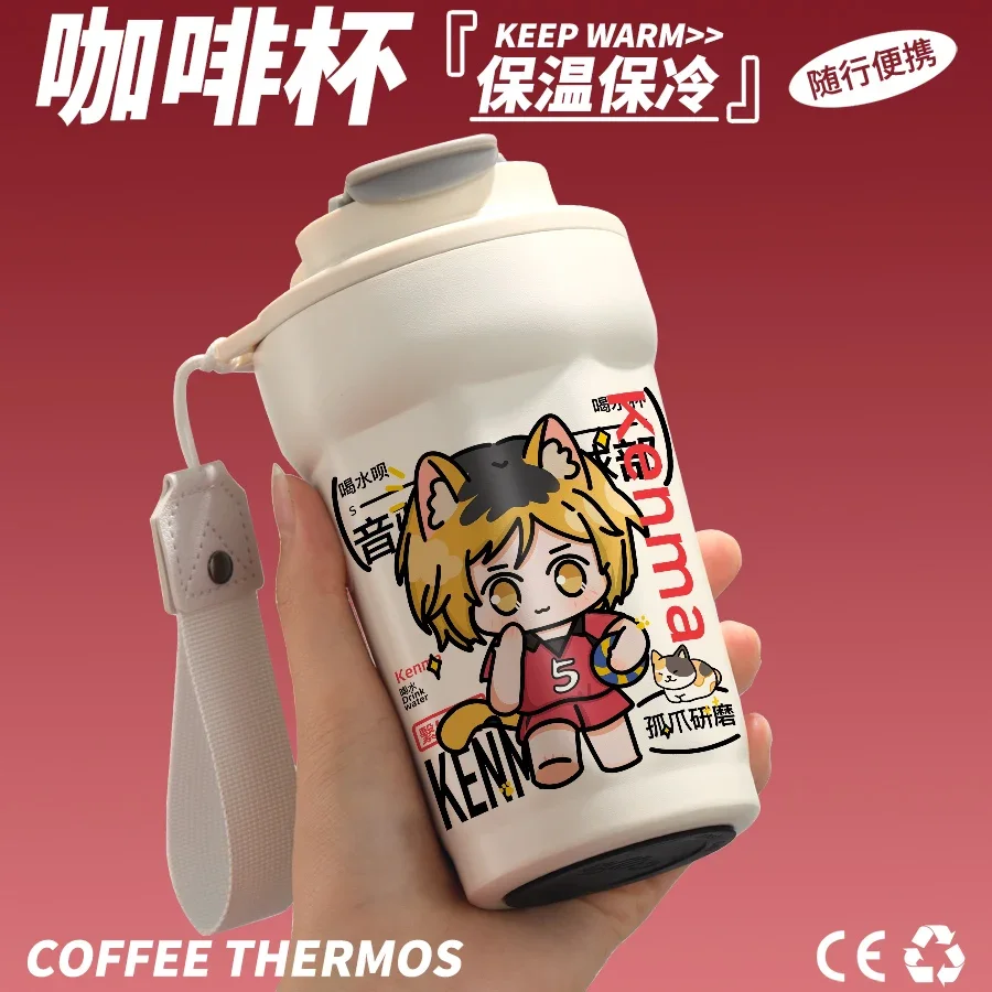 أنيمي هايكيو!! تأثيري الكرتون المياه الزجاج الحفاظ على الحرارة لطيف فنجان القهوة المحمولة الترمس معزول القدح هدية عيد ميلاد