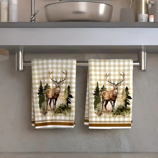 2-Pack Forest Deer Kitchen Towels, Dish Towels, Hand Towels, Kitchen Decorative Towels, Neighbor Gifts, Sweet Housewarming Gifts for Friends, Mom Gifts, Friend Birthday Gifts