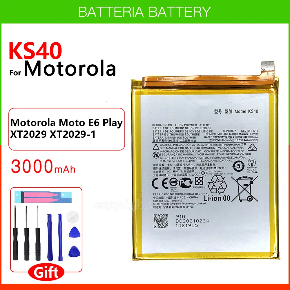 Original Genuine Replacement Batteria 3000mAh Battery For Motorola Moto E6 Play XT2029 XT2029-1 KS40 Batteries+Tracking Number