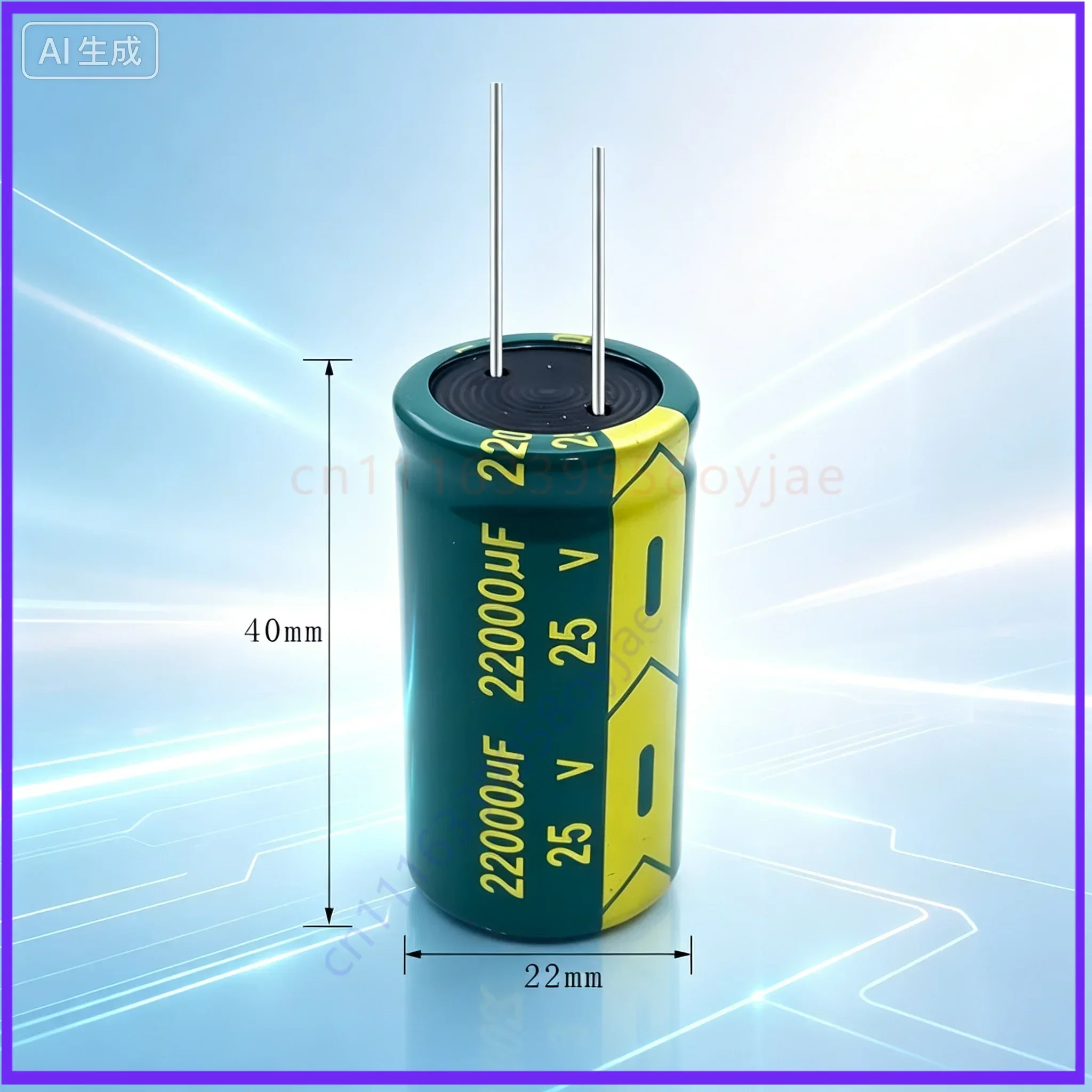 Premium 22000UF 25V Low ESR Electrolytic Capacitor for Car Light Modification, Size 22X40MM