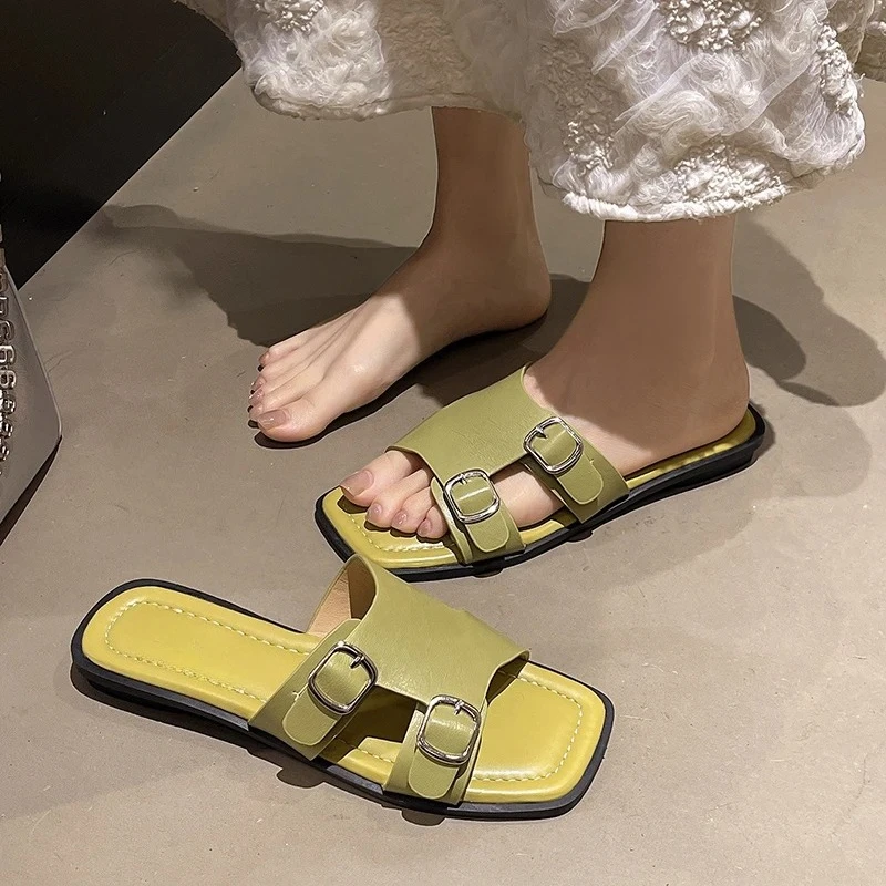 

Square Toe Open Toe Slip Slippers Women Summer 2026 New Fashion Casual Beach Sandals and Slippers