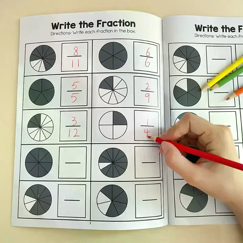 

1Pcs Primary School Math Cognitive Test Book Basic Fraction Learn And Practice Training Workbook Fraction Fact Teaching Aids