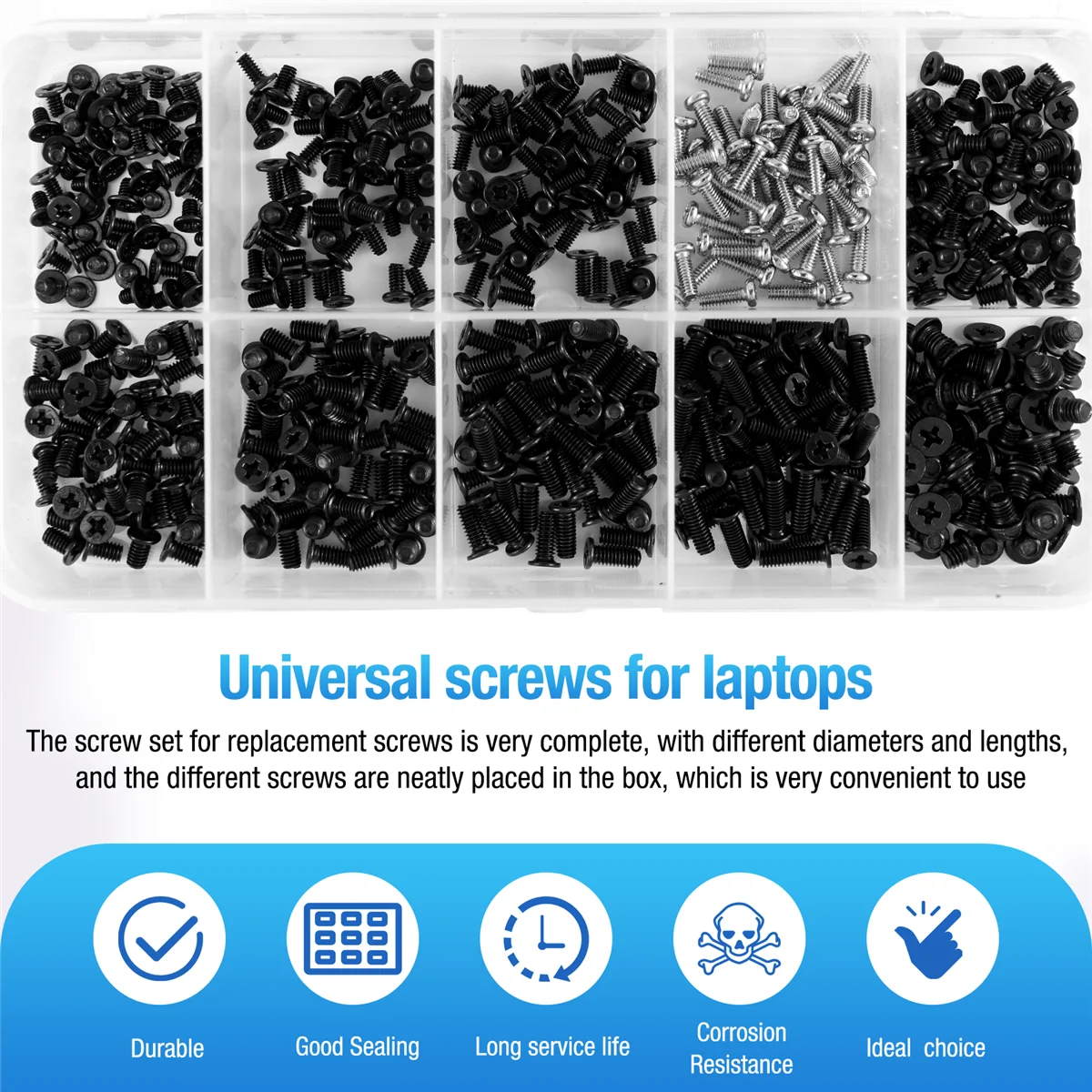 500Pcs Laptop Universal Screw Replacement Kit M2, M2.5, M3 for Lenovo Toshiba Gateway Samsung HP IBM Dell Dell Acer Asus jasmine
