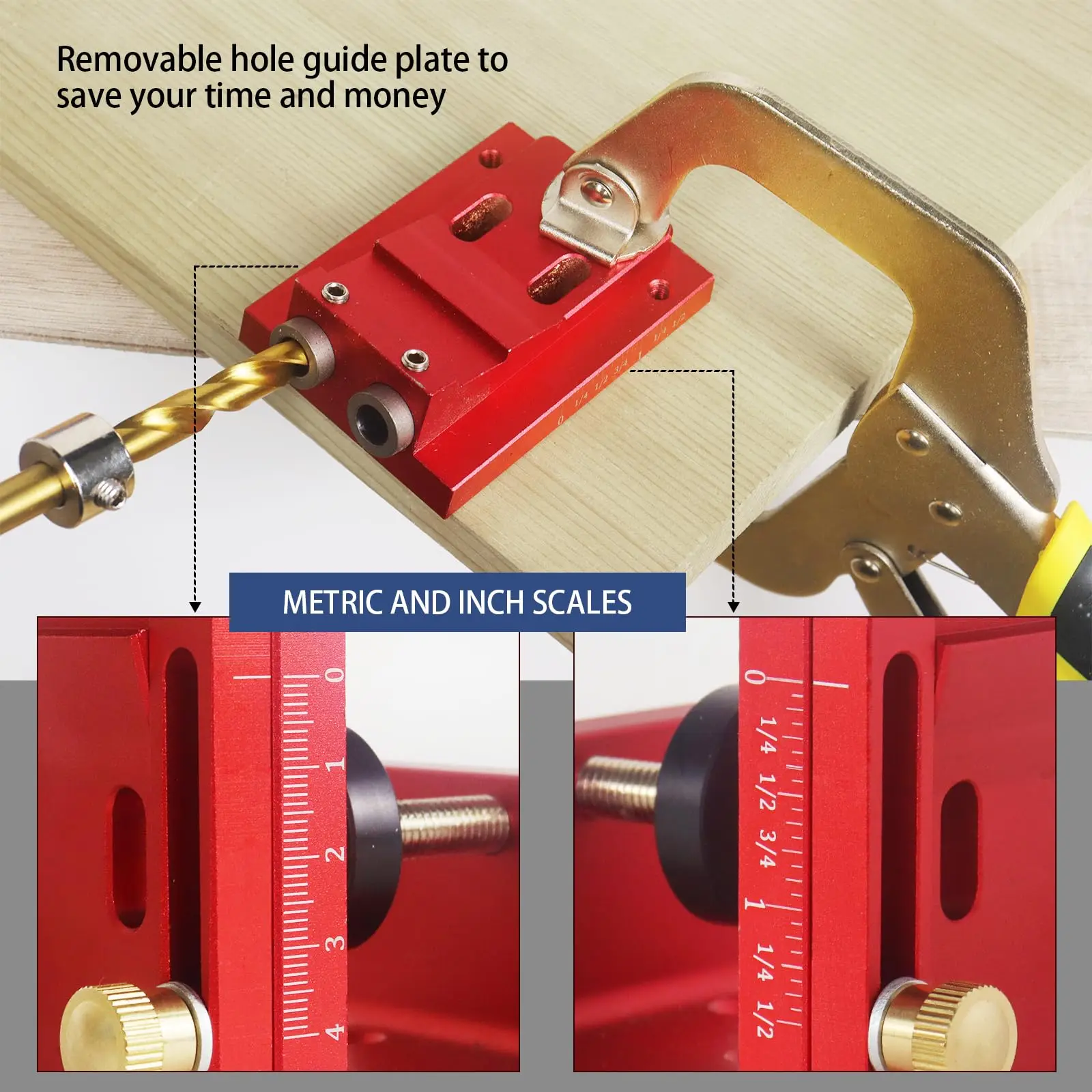 Pocket Hole Jig Kit Adjustable Woodworking Tools Pocket Dowel Hole Jig System Set Wood Woodwork Guides Joint Angle Tool