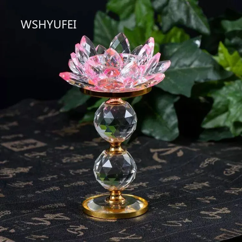 1pc Offering Crystal Lotus Lantern Buddha Hall Crispy Oil Lamp Candlestick Lamp Holder Household Enshrined Perpetual Light Base