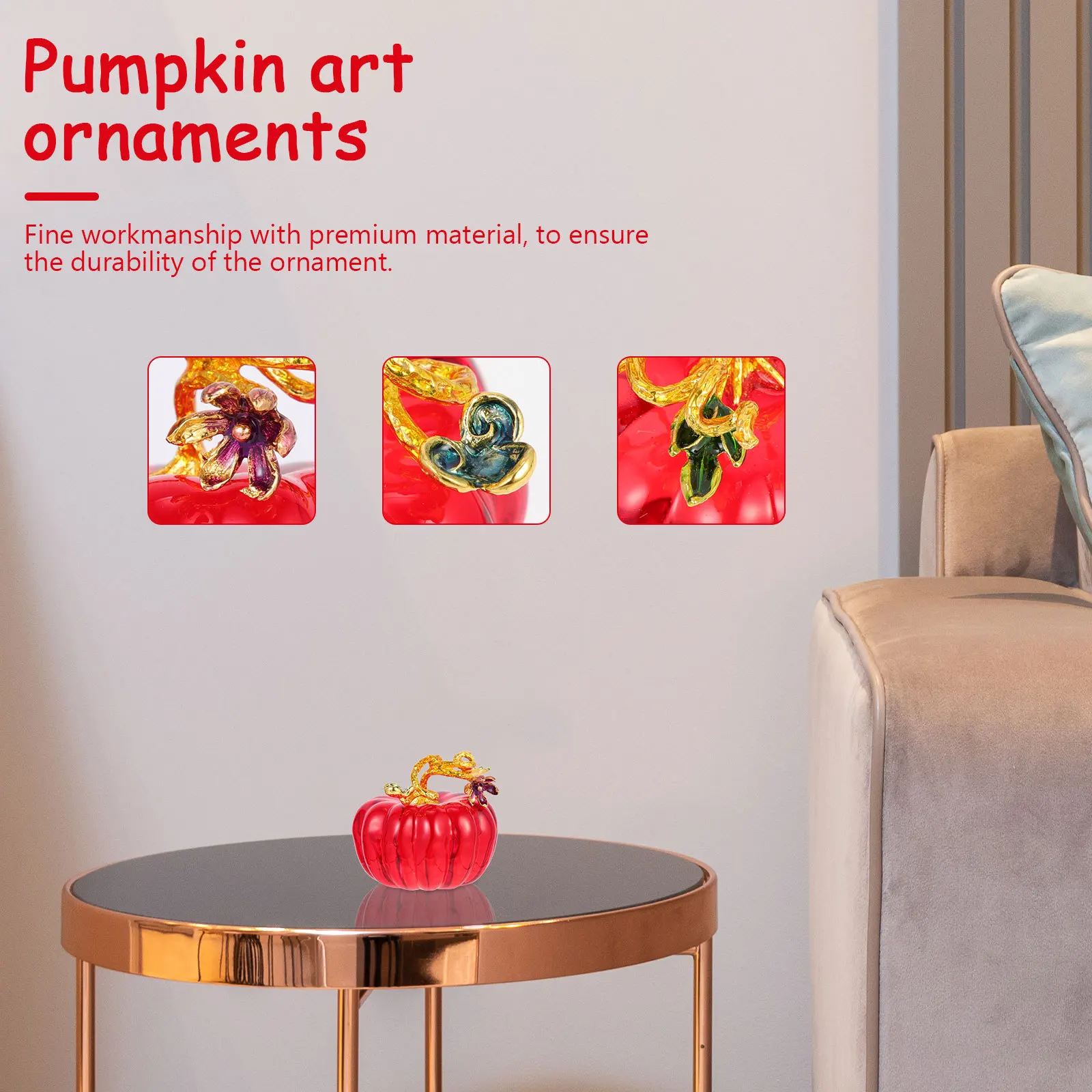 Glass Pumpkin Ornament Small Bright Color Desktop Piece for Living Room Office Home Coffee Shop Decoration Glass Pumpkin