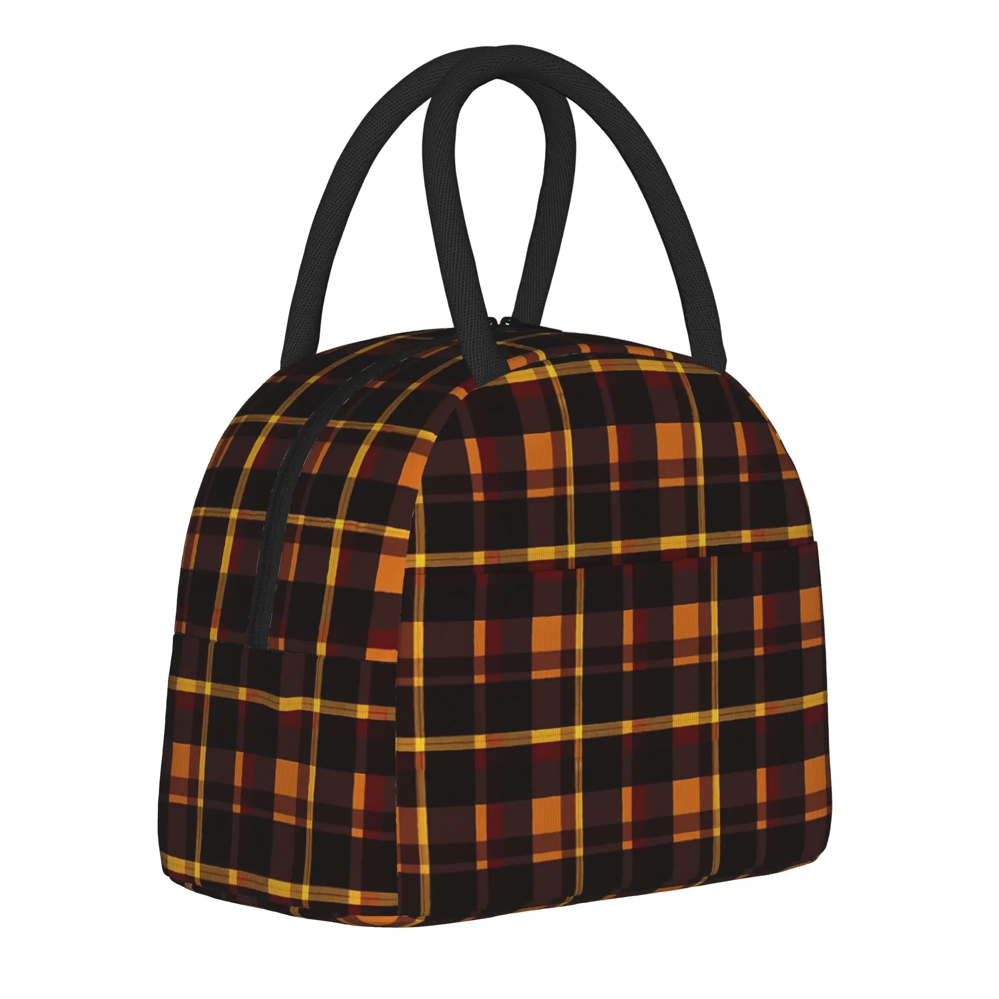Moody Plaid Pattern  Dark Autumn Tartan Check Insulated Lunch Bags Cooler Bag Reusable,Meal Container  Leakproof Lunch Box Tote