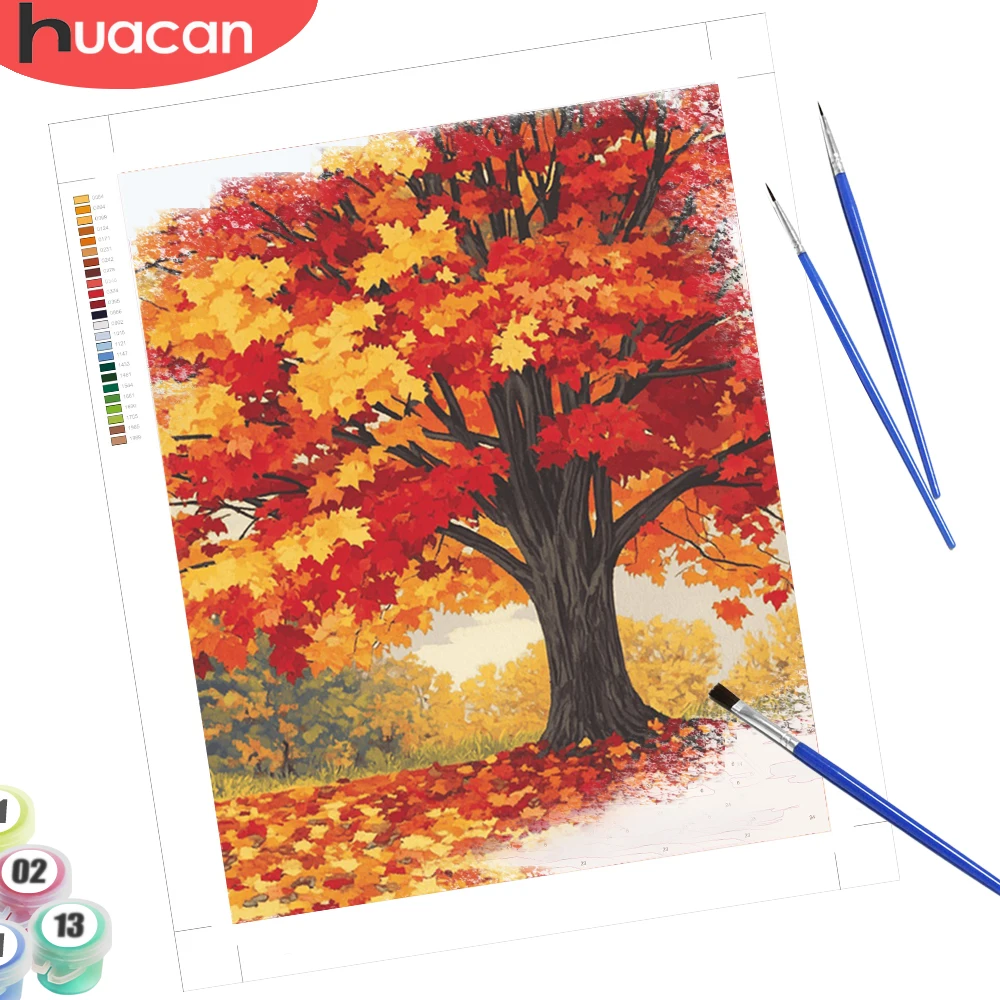 

HUACAN Oil Pictures Paint By Number Tree Landscape Canvas Draw On Canvas Autumn Scenery Hobby Creative Art Wall Art