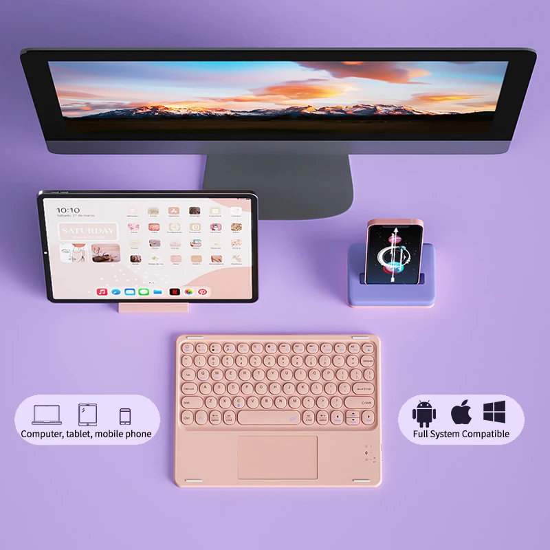 Aigo T100 Bluetooth Wireless Keyboard Rechargeable Touchpad Keyboard For Xiaomi Samsung Huawei Android IOS Windows Mini Keyboard