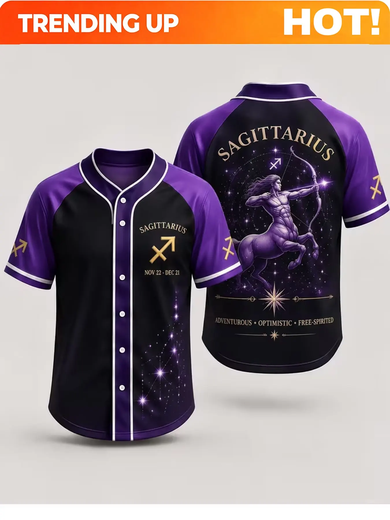 Customization Baseball Jersey Men'S Fashion Casual Trendy Sagittarius Constellation Centaur Archer Graphic Short Sleeve Shirt Me