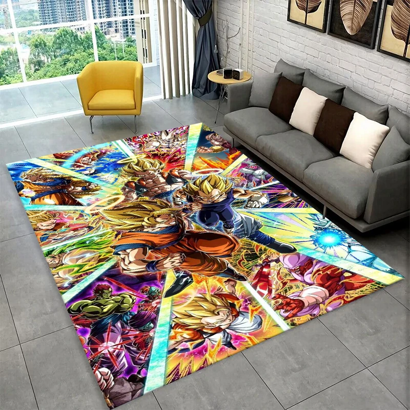 Cartoon D-Dragon Ball Anime-Spiel-Teppich für Spielzimmer, Schlafzimmer, Wohnzimmer, Sofa, Heimdekoration, Kinderteppich, rutschfeste Bodenmatte