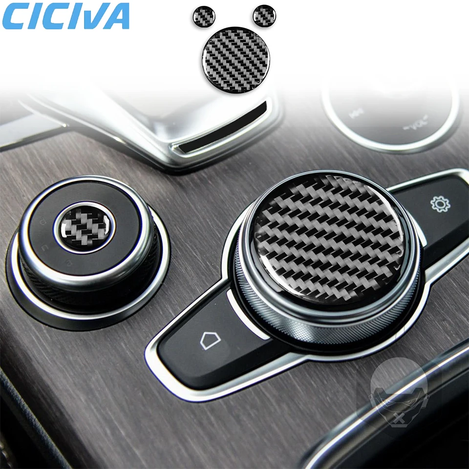 

For Alfa Romeo-Giulia 2020-2021 Soft Carbon Fiber Central control knob set Car interior Retrofit Accessories Sticker