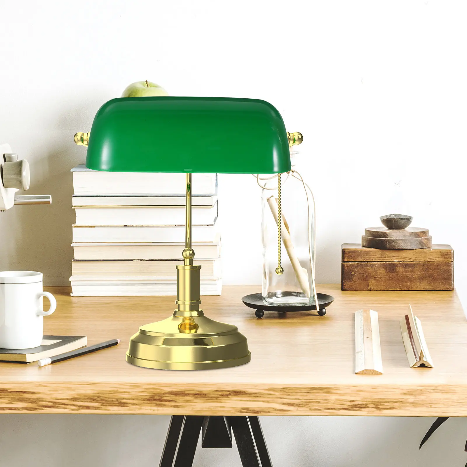 Green Plastic Bankers Lamp Shade Vintage Retro Replacement Lampshade for Desk Table Lamp Nightstand Library Office Light Fixture