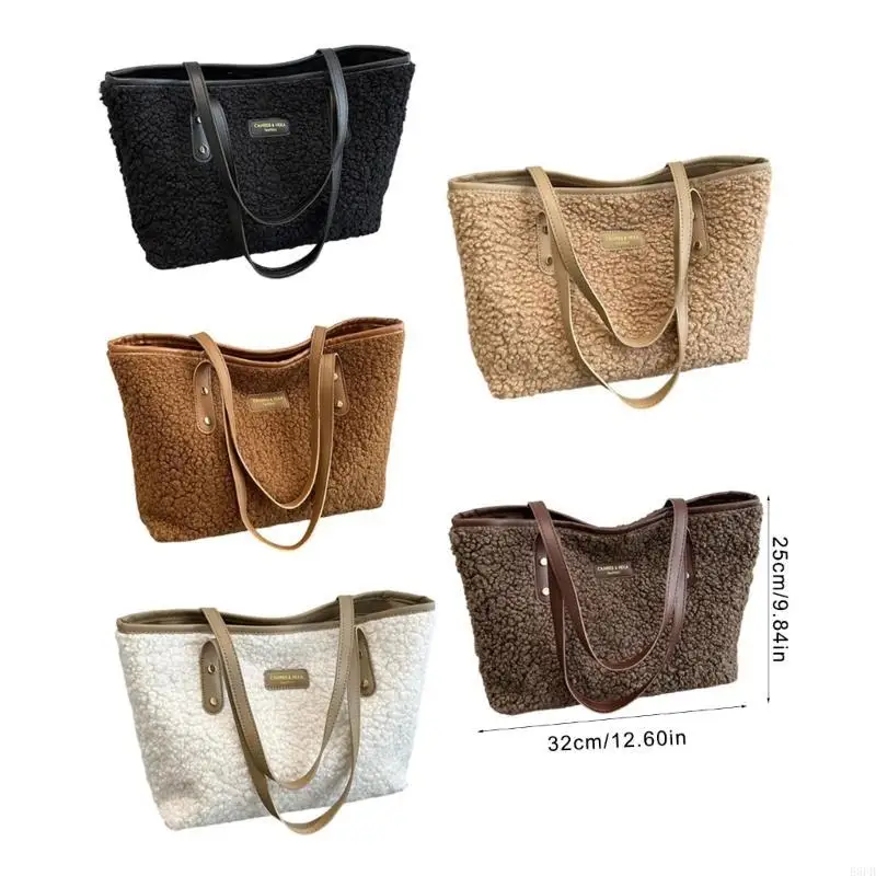 

E8FB Large Capacity Plush Shoulder Bag For Daily Commute And Fashionable