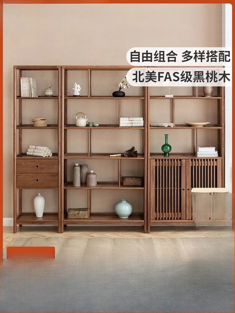 Fangdi all solid wood Bogu shelf partition modern simple new Chinese bookshelf Duobao Pavilion shelf bookcase display cabinet
