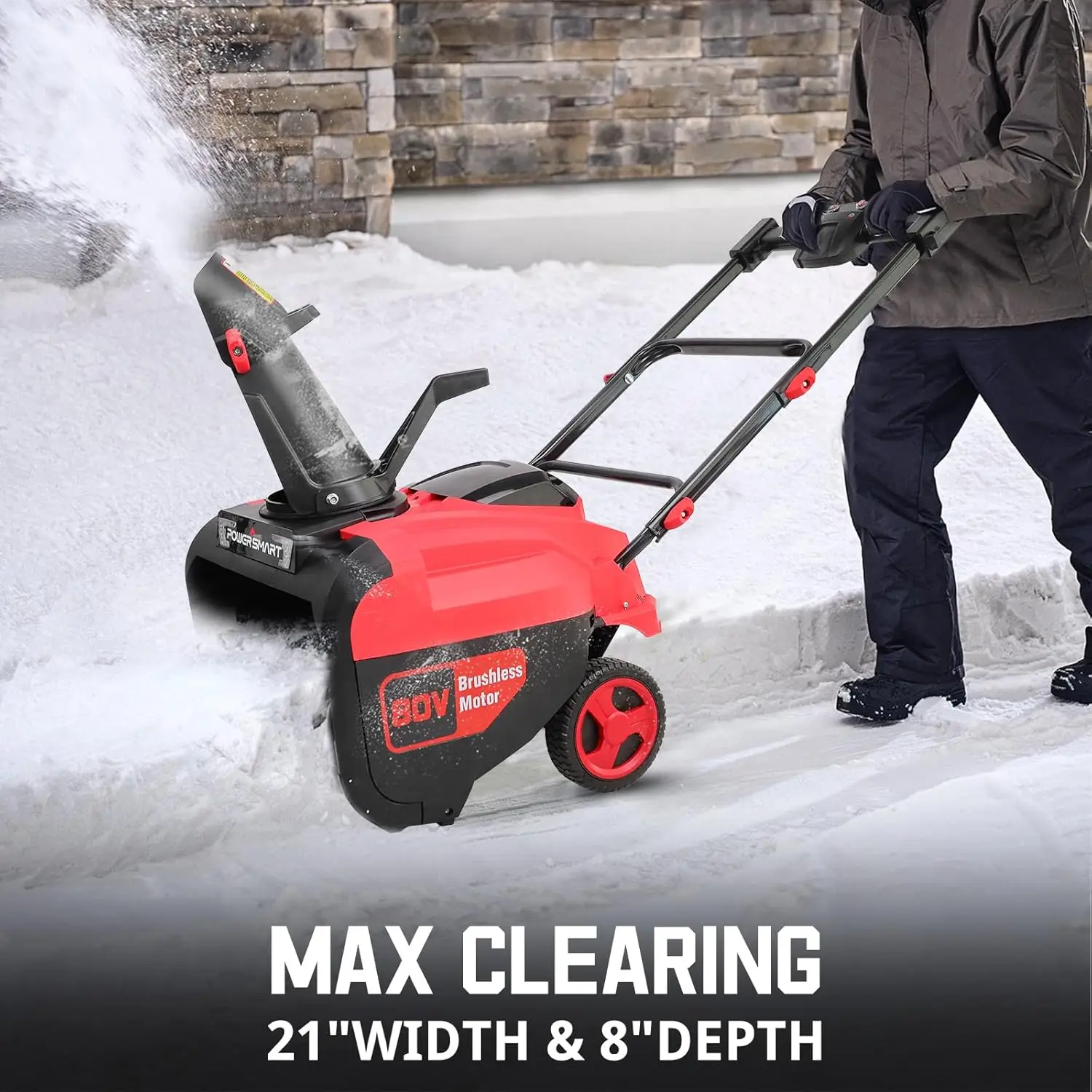 21In Single Stage Cordless Snow Blower, 80V Battery And Charger Not Included