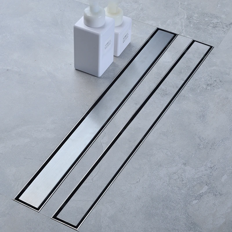 

Brushed Floor Drain Shower Room Large Displacement Deodorant Drain Cover Rectangular Long Drainage Shower Drain Invisible