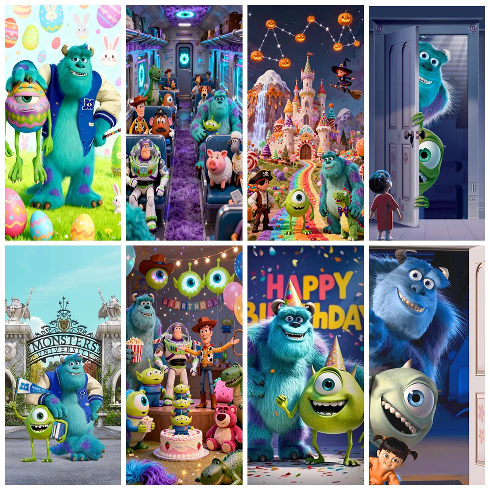

Cartoon Monsters University Birthday Party Decoration Photography Background Easter Candy Door Cover Kid Gift Toy Party Supplies