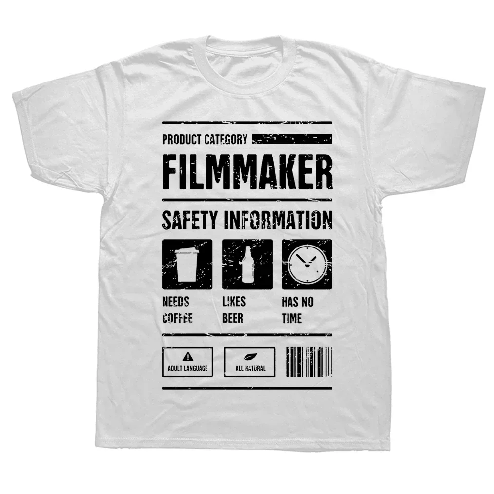 Filmmaker Safety Information T Shirt Summer Graphic Cotton Streetwear Short Sleeve Film Maker Camera Gifts T-shirt Mens Clothing