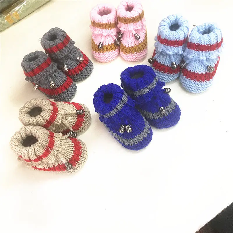 

New Fashion Comfortable Baby Shoes Hand Knitted Crochet Booties Baby Sweater Shoes Baby Toddler Shoes Crib 0-3-6 Months Walking