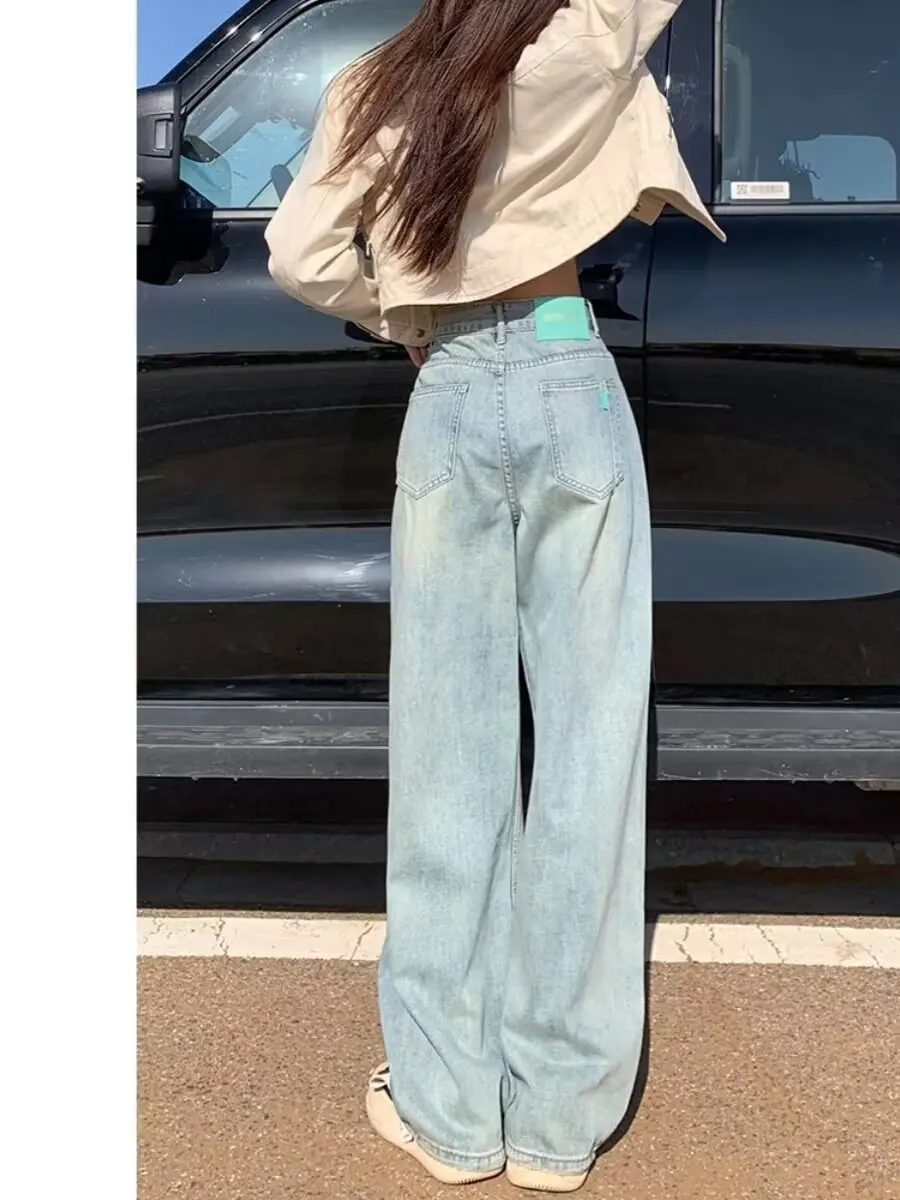 

Light Blue Wide-leg Jeans for Women Spring and Autumn 2026 Early Spring New Design High-waist Slim Narrow Straight Pants