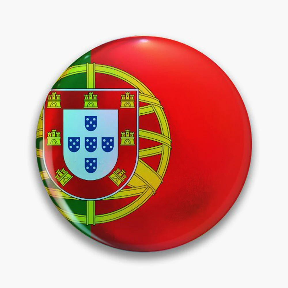 Portugal National Flag Classic Design Pin Holographic Star Heart Pin Brooches Laminated Button Fashion Accessory