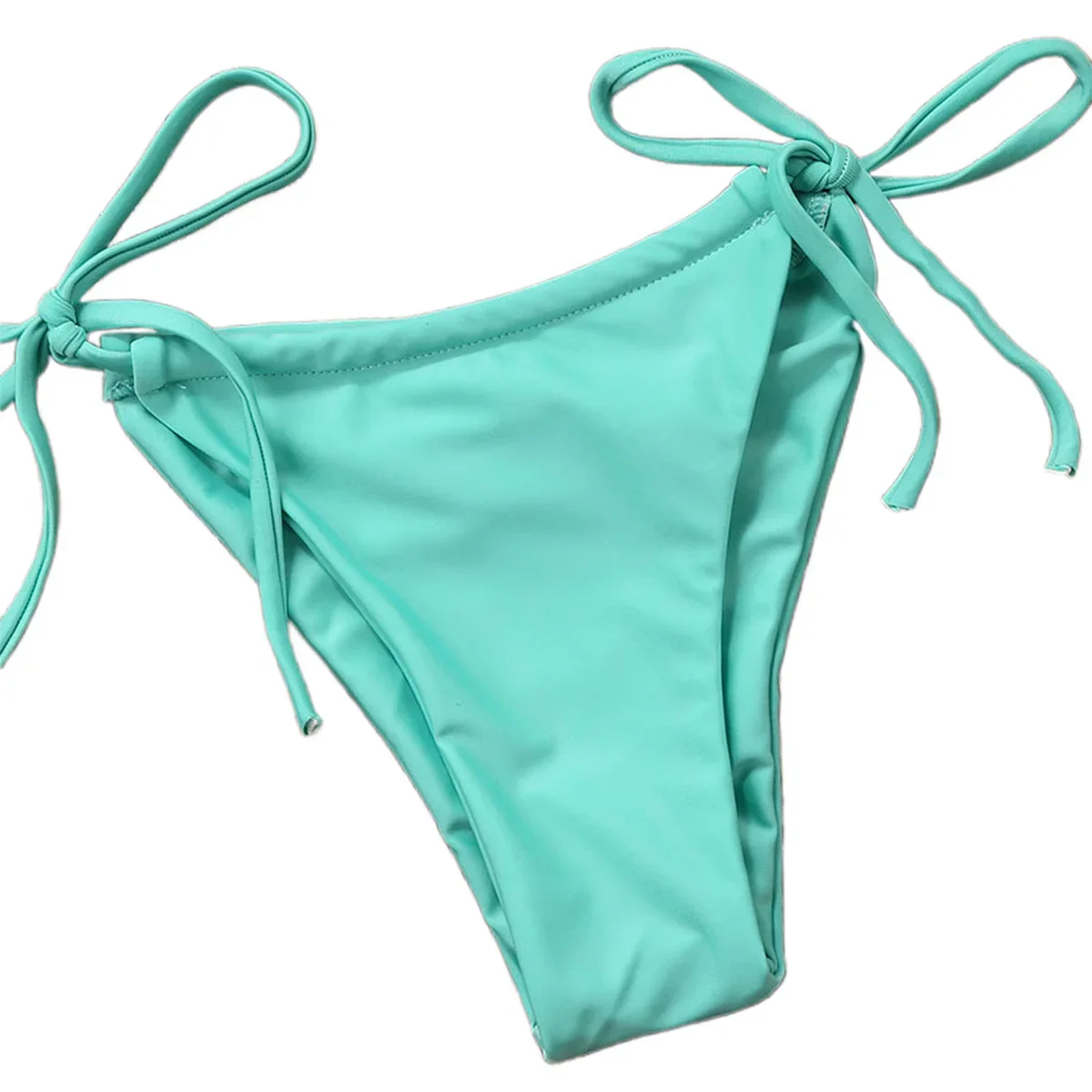 Bañador acolchado de realce para mujer, traje de baño Sexy con tirantes y volantes, conjunto de Bikini de Color puro para verano, 2024