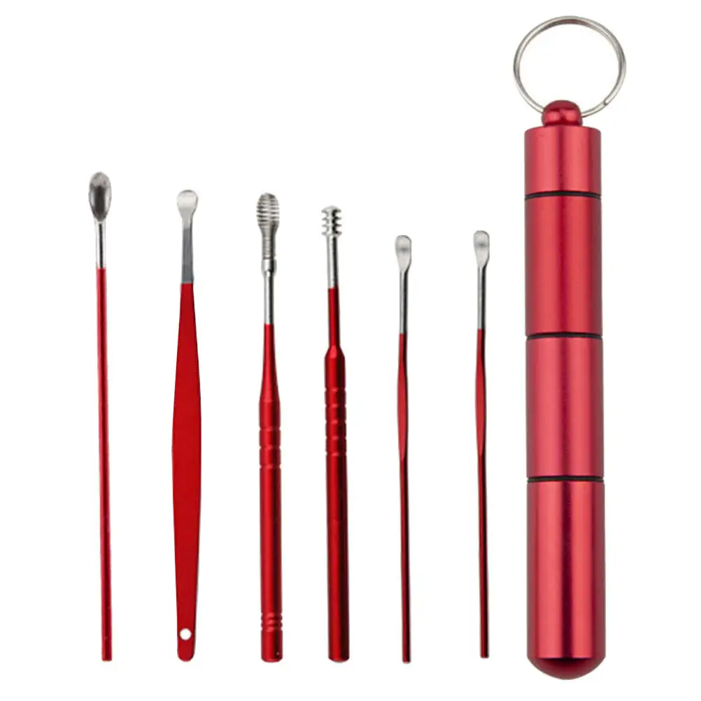 1Set Exquisite Stainless Steel Ear Cleaning Tools Set Smooth Rounded Tips Gentle Ear Canal Massage Hygienic Earwax Removal Kit
