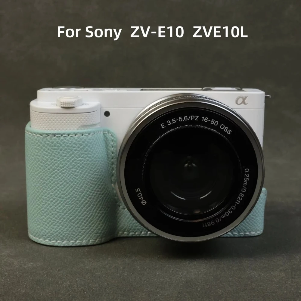 Leather Protective Case For Sony ZV-E10 VLOG Camera Anti-fall Dustproof Base Mount ZVE10L Anti-slip Hand Grip Cover PU Shell
