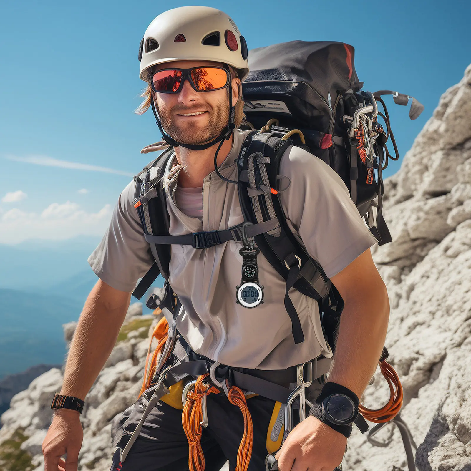 

Электронные подвесные часы с клипсой-карабином, карманные часы для активного отдыха, многофункциональные, с точным отображением времени, для походов, кемпинга, бега