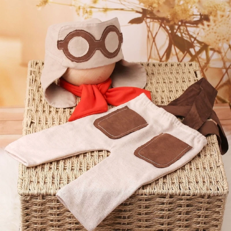 Newborns Photoshooting Props Glasses Hat Long Pants Posing Bodysuit Shower Gift